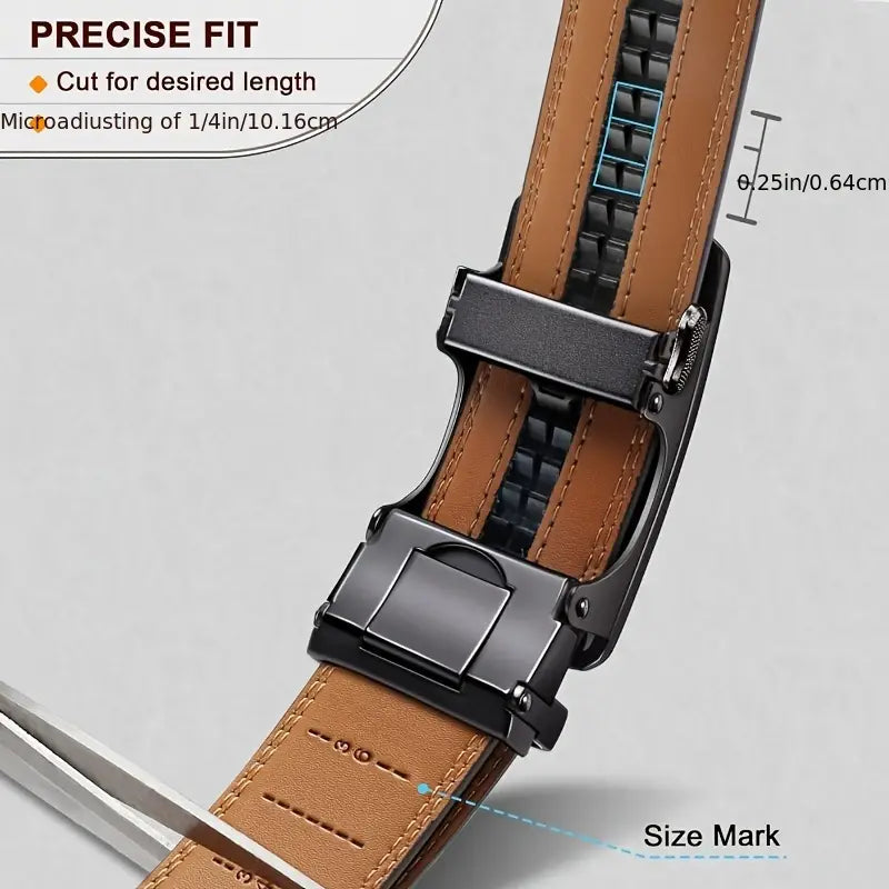 Father's Day Promotion 49% Off💝 Genuine Leather Ratchet Belt for Men - Adjustable Automatic Buckle, Versatile Casual Business Style