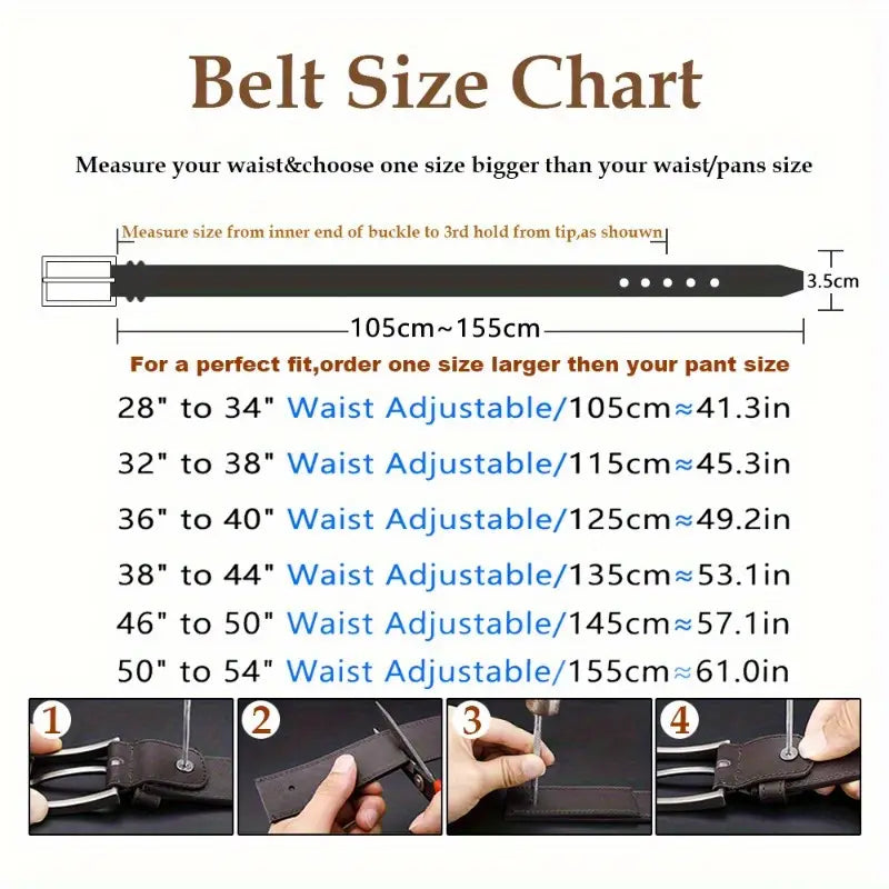 Men's Genuine Leather Pin Buckle Casual Retro Leather Belt (B002)