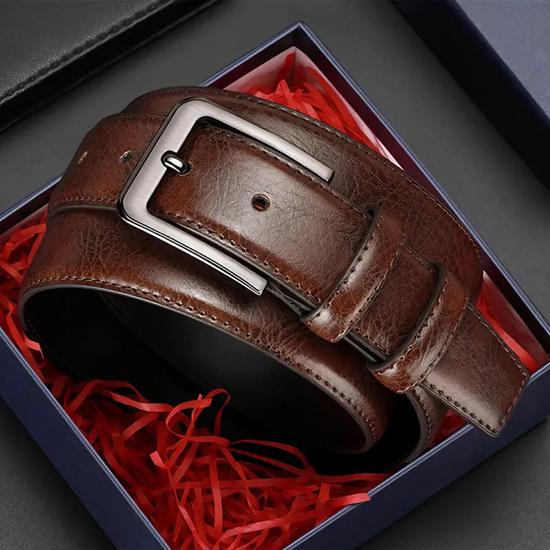 Men's Genuine Leather Pin Buckle Casual Retro Leather Belt (B002)