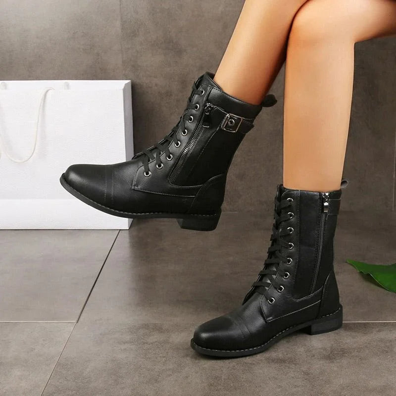 HOT SALE 70% OFF🔥Women's Round Toe Side Zipper Leather Orthopedic Boots