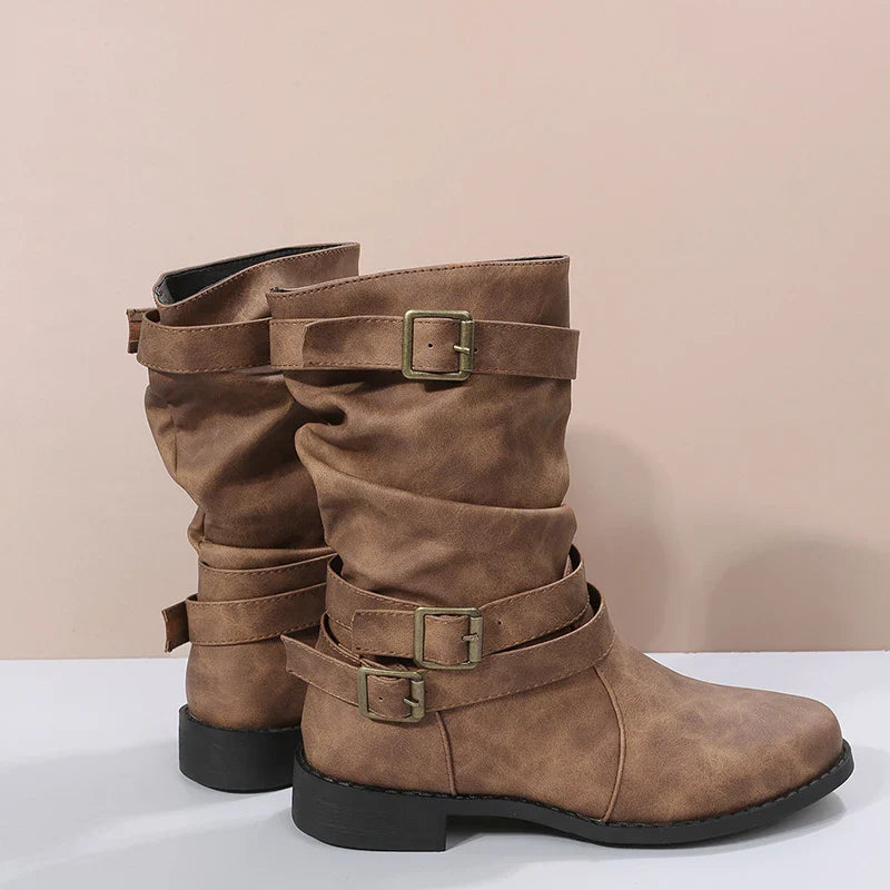HOT SALE 45% OFFđ„New Fall Winter Women Vintage Round Toe Mid-Calf Boots