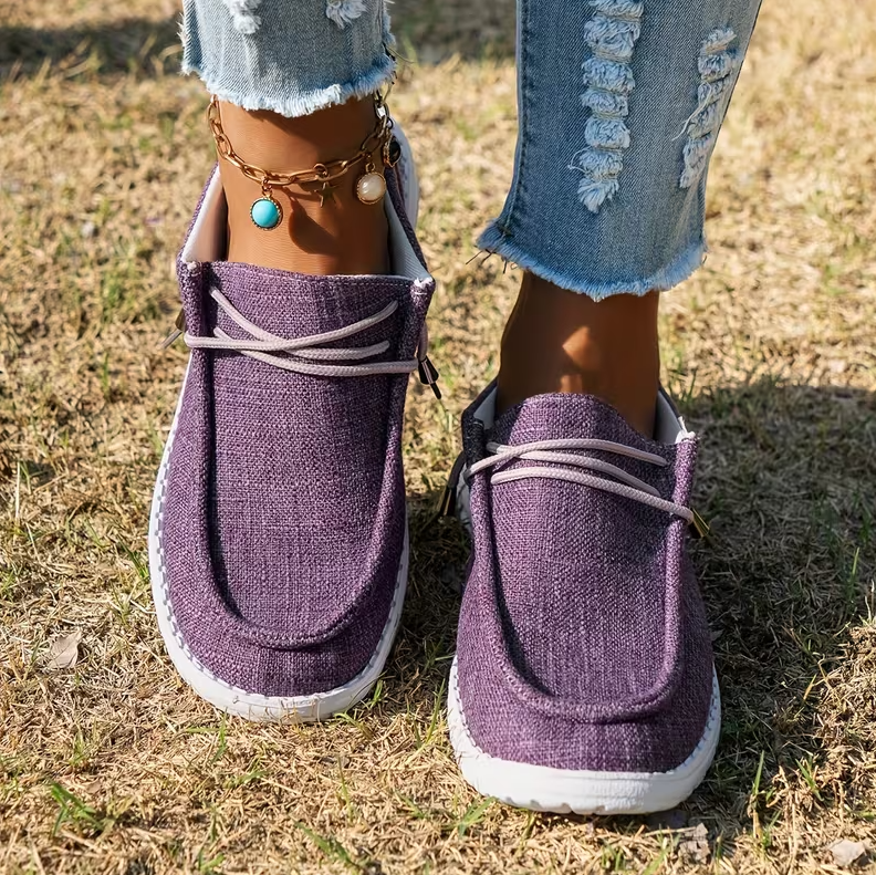 Women Low-top Comfort Loafers, Women's Solid Color Soft Sole Lightweight Flat Walking Shoes
