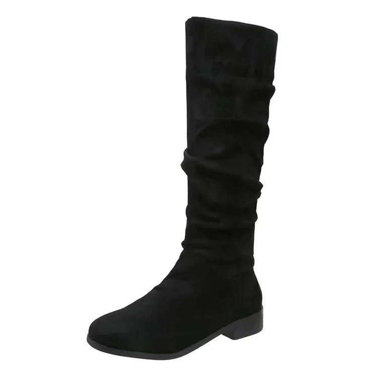 HOT SALE 45%š„Pleated Boots Women Faux Suede Flock Knee High Boots 2024 Winter
