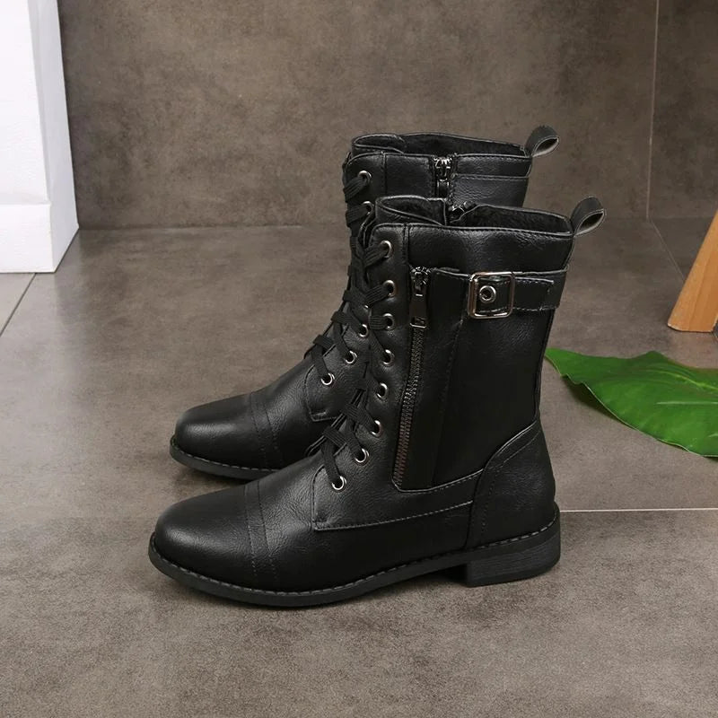 HOT SALE 70% OFF🔥Women's Round Toe Side Zipper Leather Orthopedic Boots