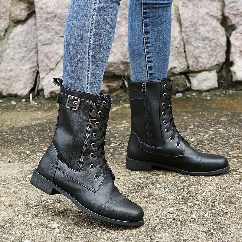 HOT SALE 70% OFF🔥Women's Round Toe Side Zipper Leather Orthopedic Boots