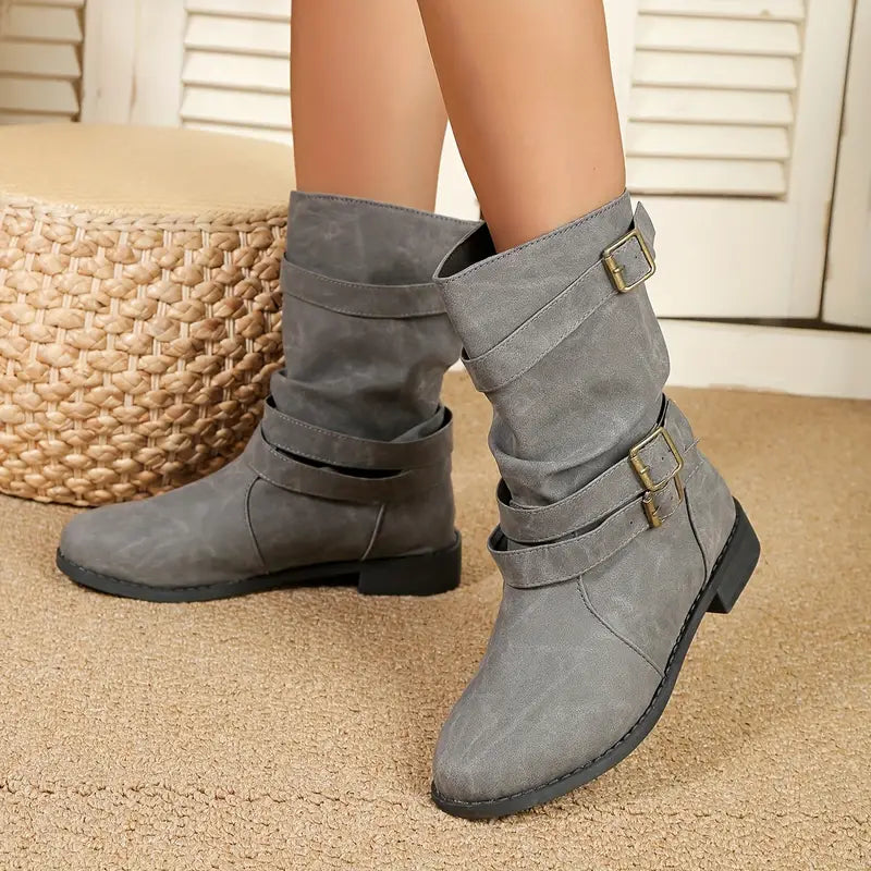 HOT SALE 45% OFFđ„New Fall Winter Women Vintage Round Toe Mid-Calf Boots