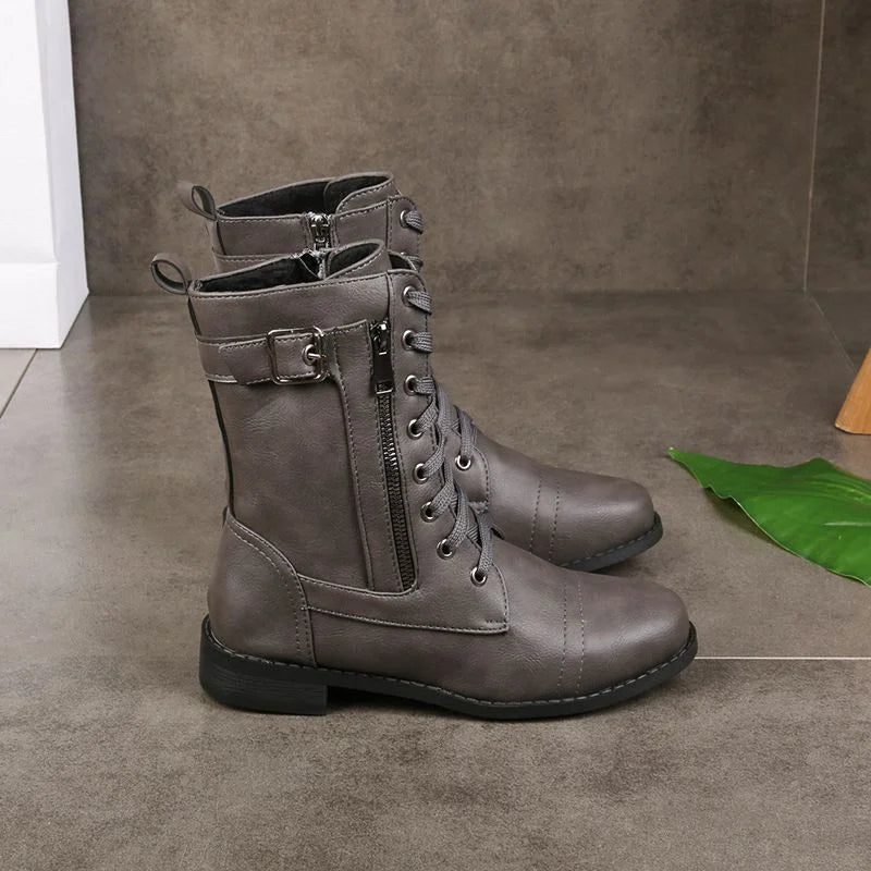 HOT SALE 70% OFF🔥Women's Round Toe Side Zipper Leather Orthopedic Boots