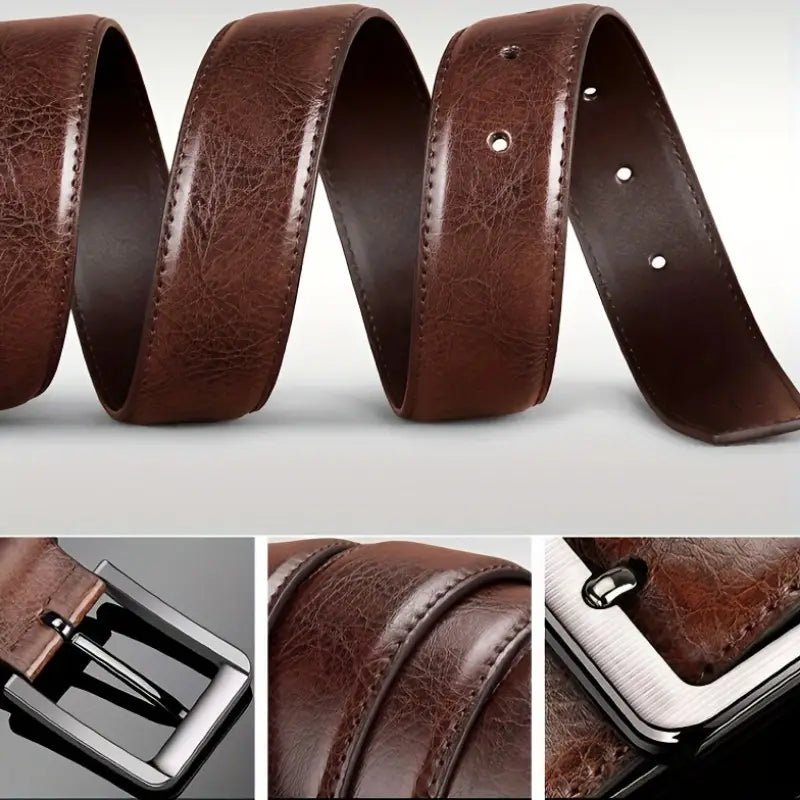 Men's Genuine Leather Pin Buckle Casual Retro Leather Belt (B002)