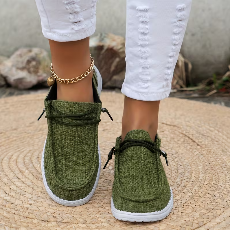 Women Low-top Comfort Loafers, Women's Solid Color Soft Sole Lightweight Flat Walking Shoes